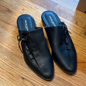 Kelsi Dagger Black Slip-On Mules